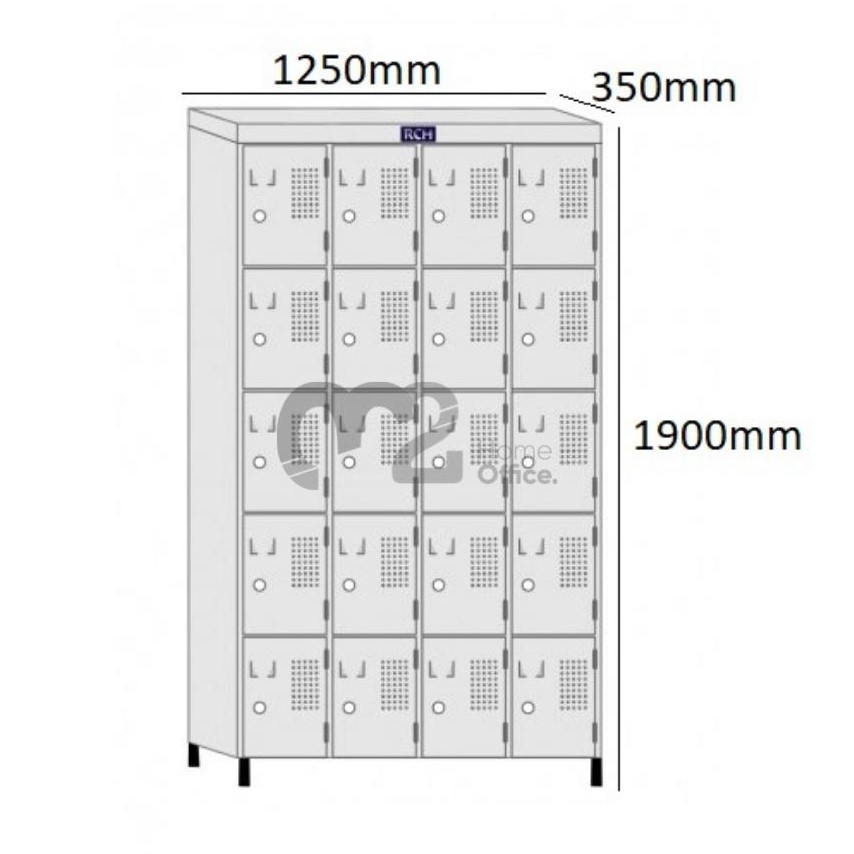 Roupeiro Para Vestiário RGRSP-20 35cm Sobreposto com 16 Portas - com PITÃO - RCH